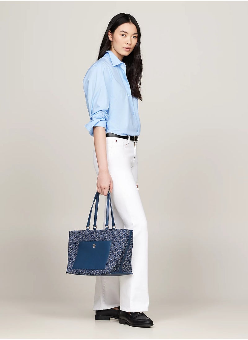 Tommy Hilfiger Plus TH Monogram Jacquard Canvas Tote