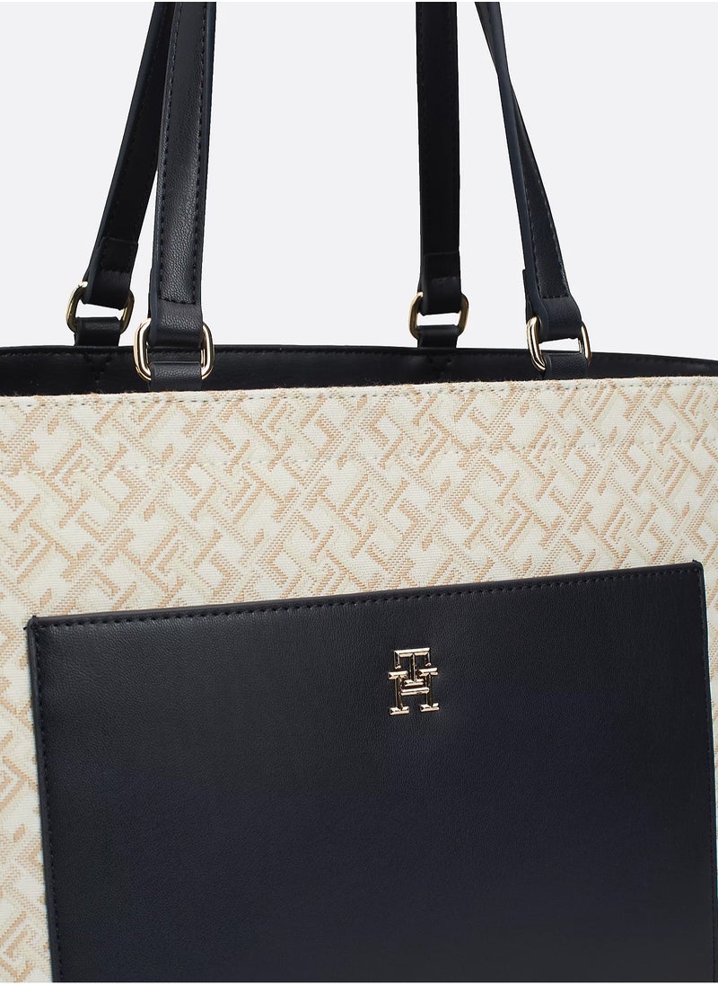 Tommy Hilfiger Plus TH Monogram Jacquard Canvas Tote