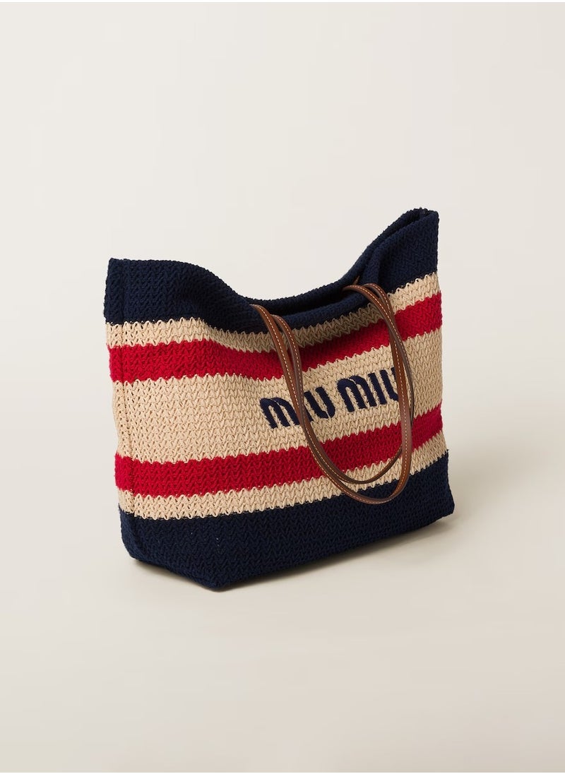 MIU Woven fabric tote bag