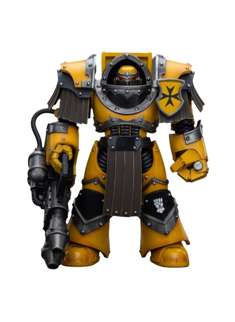 JOYTOY Warhammer 40,000 Action Figures, Imperial Fists Terminator Legion - Terminator with Heavy Flamethrower, 4.7 Inch 1/18 Warhammer 40K Series Model, Unisex, Adult, New Year Festival, Birthday Gift, Suitable for Children 15 Years Old and Above