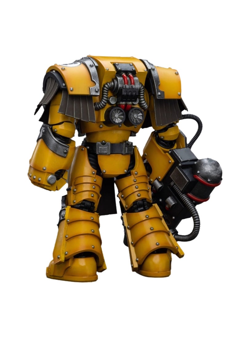 JOYTOY Warhammer 40,000 Action Figures, Imperial Fists Terminator Legion - Terminator with Heavy Flamethrower, 4.7 Inch 1/18 Warhammer 40K Series Model, Unisex, Adult, New Year Festival, Birthday Gift, Suitable for Children 15 Years Old and Above