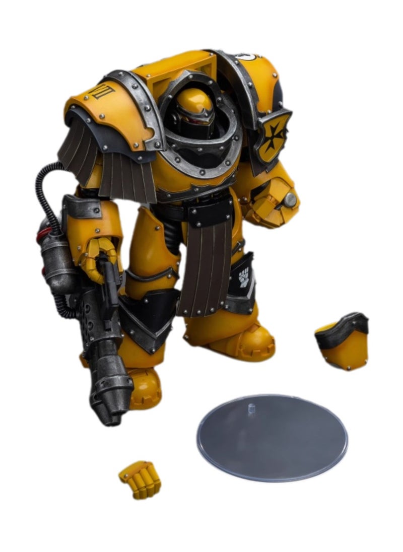 JOYTOY Warhammer 40,000 Action Figures, Imperial Fists Terminator Legion - Terminator with Heavy Flamethrower, 4.7 Inch 1/18 Warhammer 40K Series Model, Unisex, Adult, New Year Festival, Birthday Gift, Suitable for Children 15 Years Old and Above