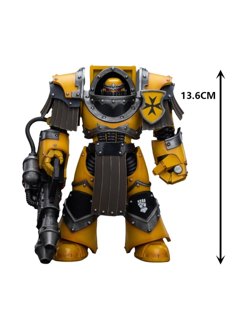 JOYTOY Warhammer 40,000 Action Figures, Imperial Fists Terminator Legion - Terminator with Heavy Flamethrower, 4.7 Inch 1/18 Warhammer 40K Series Model, Unisex, Adult, New Year Festival, Birthday Gift, Suitable for Children 15 Years Old and Above