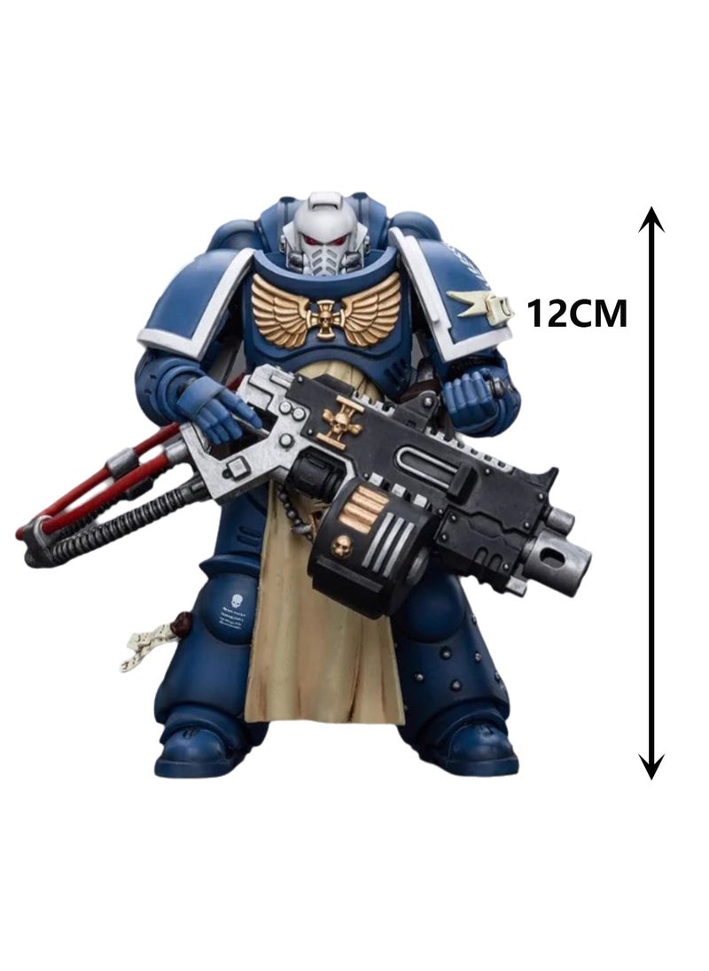 JOYTOY Warhammer 40,000 Action Figure, Ultramarine Veteran with Heavy Bolter, 4.7-inch 1/18 Warhammer 40K Series Model, Unisex, Adult, New Year Festival, Birthday Gift, Suitable for Children 15 Years Old and Above