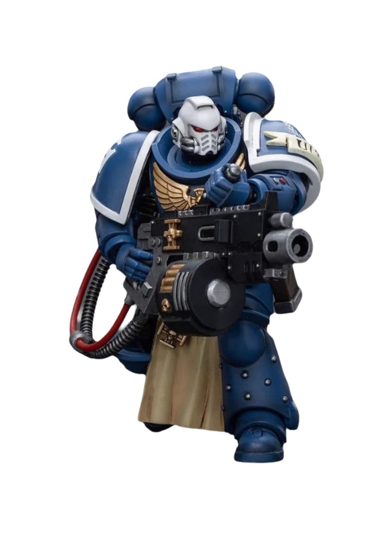 JOYTOY Warhammer 40,000 Action Figure, Ultramarine Veteran with Heavy Bolter, 4.7-inch 1/18 Warhammer 40K Series Model, Unisex, Adult, New Year Festival, Birthday Gift, Suitable for Children 15 Years Old and Above