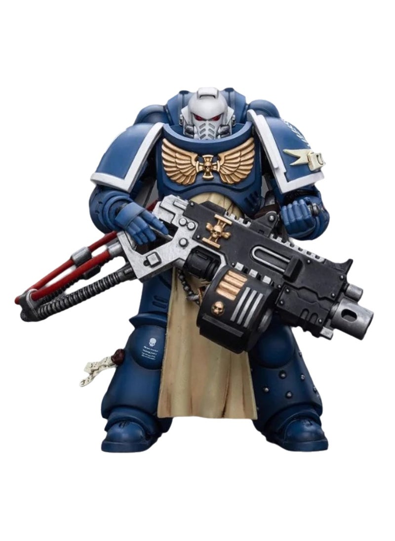 JOYTOY Warhammer 40,000 Action Figure, Ultramarine Veteran with Heavy Bolter, 4.7-inch 1/18 Warhammer 40K Series Model, Unisex, Adult, New Year Festival, Birthday Gift, Suitable for Children 15 Years Old and Above