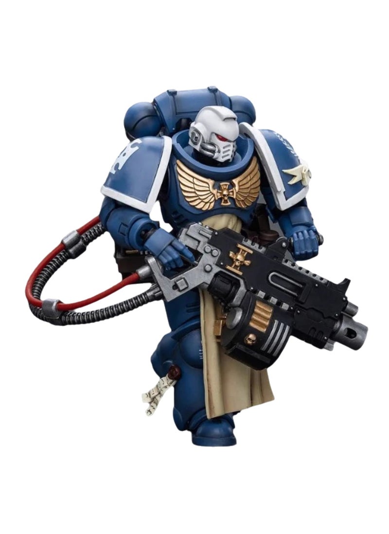 JOYTOY Warhammer 40,000 Action Figure, Ultramarine Veteran with Heavy Bolter, 4.7-inch 1/18 Warhammer 40K Series Model, Unisex, Adult, New Year Festival, Birthday Gift, Suitable for Children 15 Years Old and Above