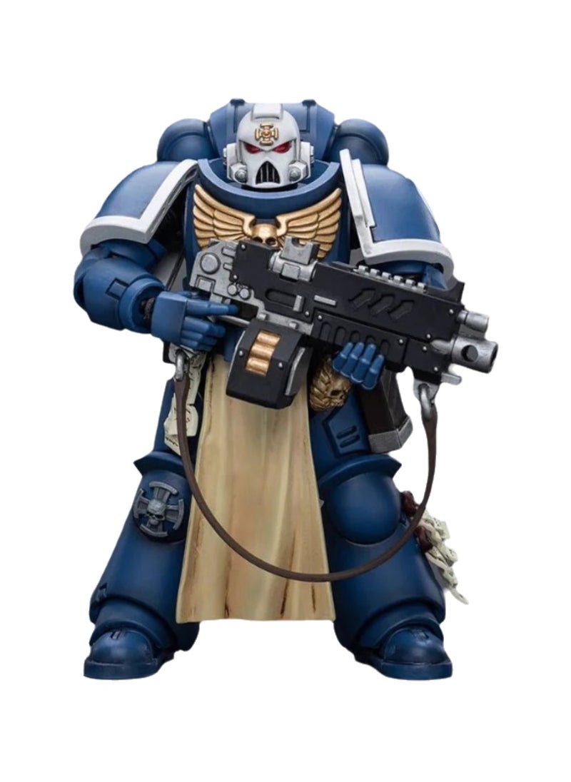 JOYTOY Warhammer 40,000 Action Figure, Ultramarine Veteran with Auto-Blast Rifle, 4.7-inch 1/18 Warhammer 40K Series Model, Unisex, Adult, New Year Festival, Birthday Gift, Suitable for Children 15 Years Old and Above