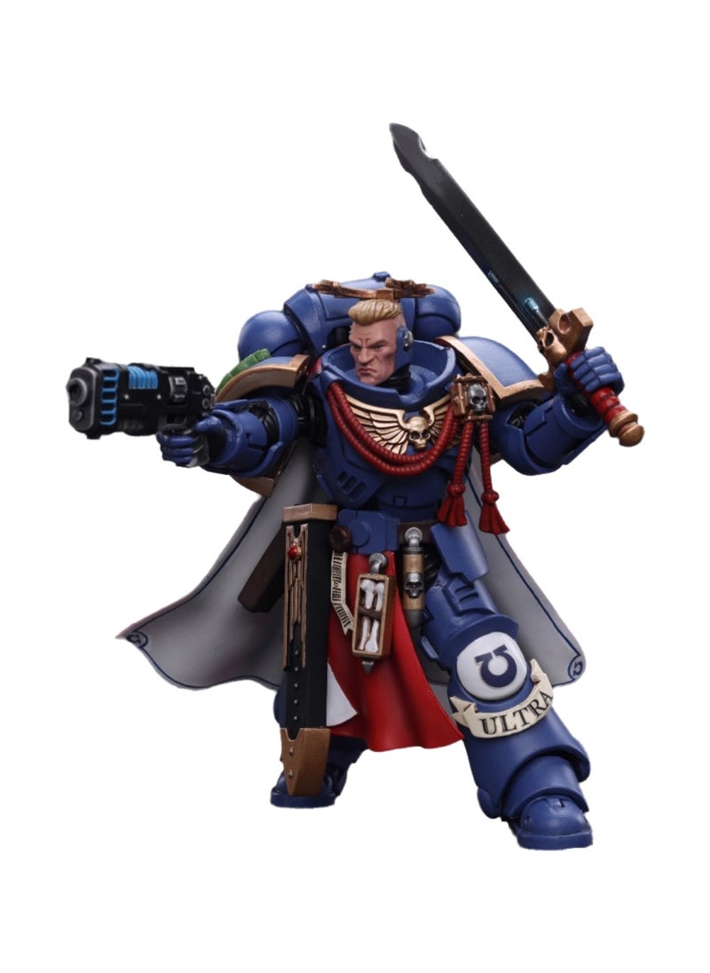 JOYTOY Warhammer 40,000 Action Figure, Ultramarines - Primaris Captain Equipped with Energy Sword and Plasma Gun, 4.7 Inch 1/18 Warhammer 40K Series Model, Unisex, Adult, New Year Festival, Birthday Gift, Suitable for Children 15 Years Old and Above