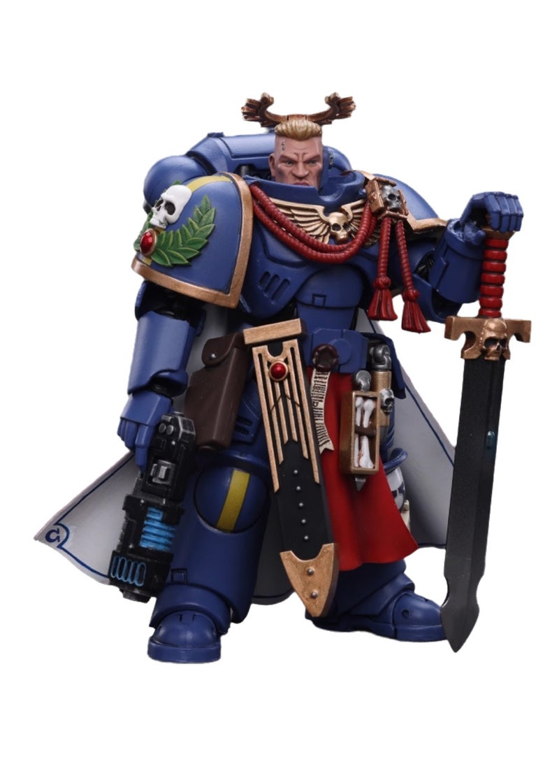 JOYTOY Warhammer 40,000 Action Figure, Ultramarines - Primaris Captain Equipped with Energy Sword and Plasma Gun, 4.7 Inch 1/18 Warhammer 40K Series Model, Unisex, Adult, New Year Festival, Birthday Gift, Suitable for Children 15 Years Old and Above