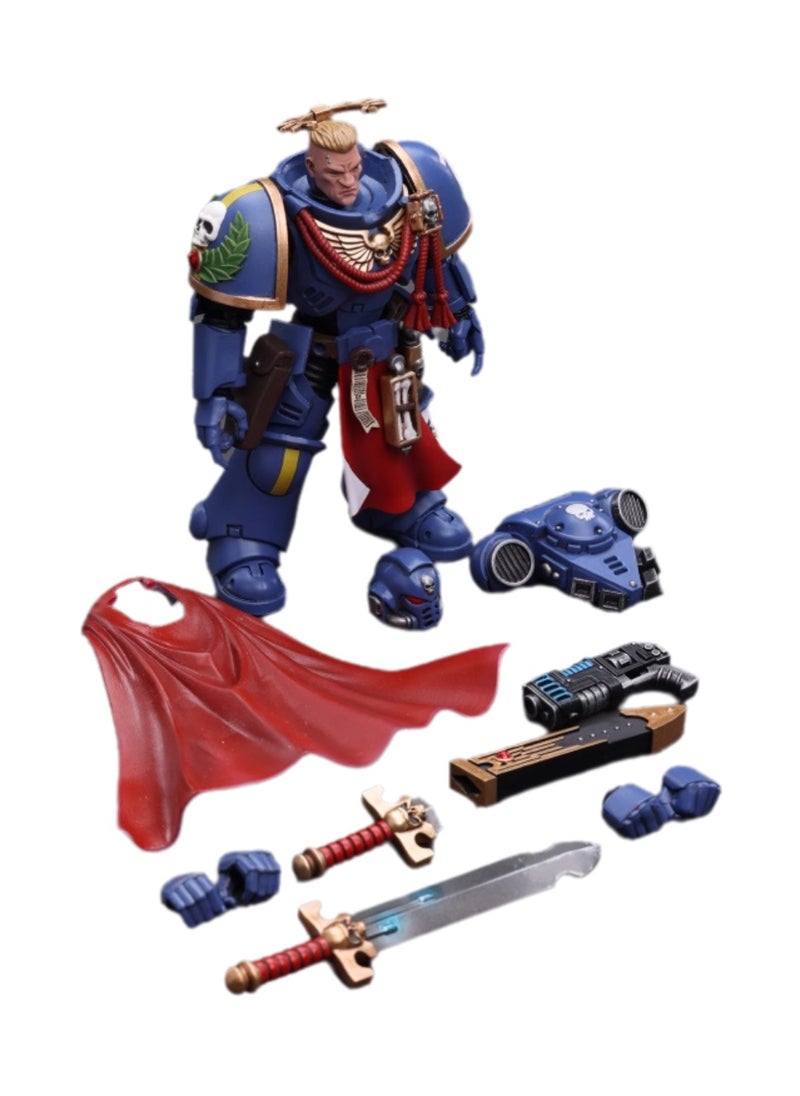 JOYTOY Warhammer 40,000 Action Figure, Ultramarines - Primaris Captain Equipped with Energy Sword and Plasma Gun, 4.7 Inch 1/18 Warhammer 40K Series Model, Unisex, Adult, New Year Festival, Birthday Gift, Suitable for Children 15 Years Old and Above