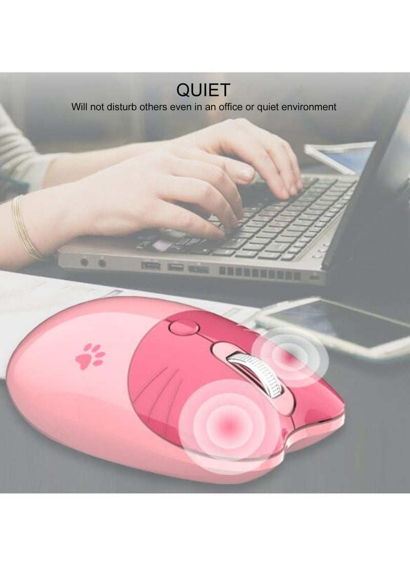 Cat Wireless Mouse, Lightweight And Portable Soundless Mouse, 3 Levels DPI Ergonomic Design Computer Mouse, Durable Comfortable Gaming Mouse For Laptop Computer, (1pc, Pink)