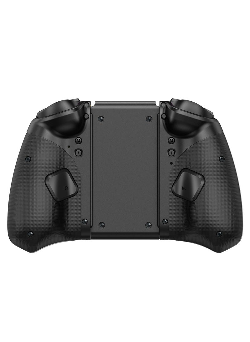 Professional Gamepad LinYuvo Joycon Bluetooth Game Controller Compatible with Switch, Switch Lite, Switch OLED 8 Colors RGB Light Six-Axis Gyroscope Turbo Function Adjustment Dual Vibration Wake-Up Function Motion Control Metal Joystick Black