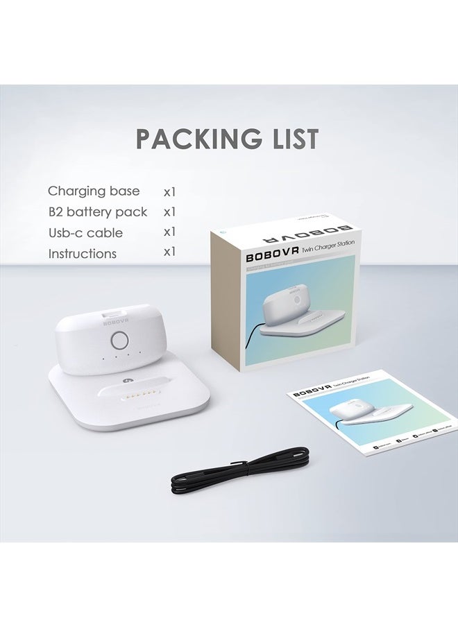 Twin Charger Station/Dock for B2 Battery Pack,Ultra-Thin Design, Magnetically Supply Power to 2 B2 Battery Packs at The Same Time