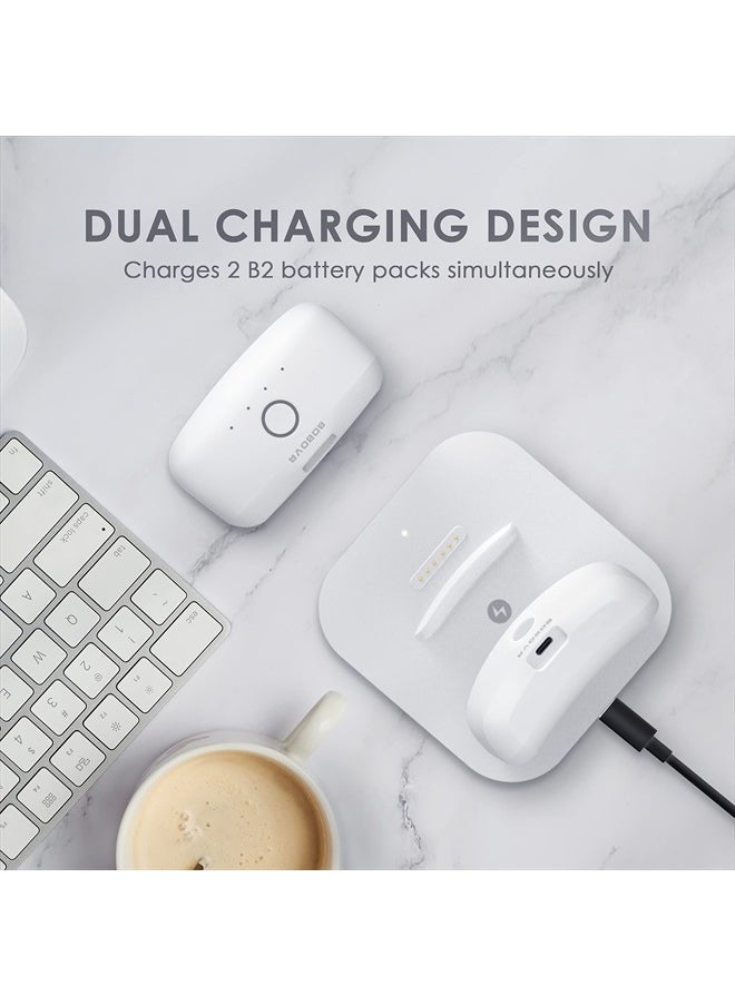 Twin Charger Station/Dock for B2 Battery Pack,Ultra-Thin Design, Magnetically Supply Power to 2 B2 Battery Packs at The Same Time