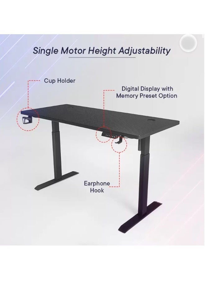 Multifunctional Adjustable Height Gaming Desk with Remote, Handle Rack, Cup Holder, USB Socket and Headphone Hook 120 CM