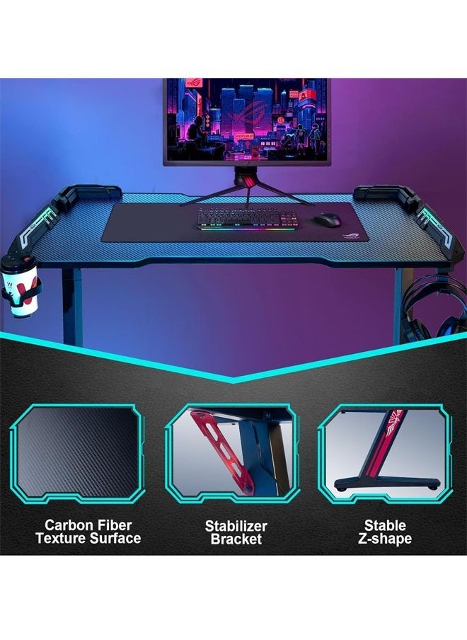 Ergonomic Gaming and Computer Desk with LED Lights and USB port 100 CM