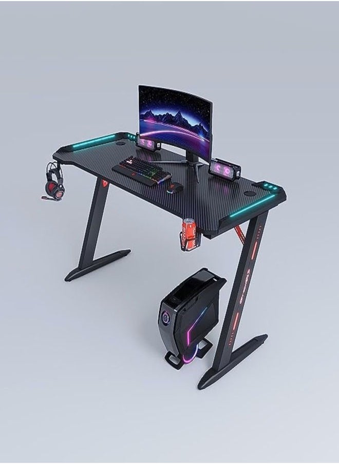 Ergonomic Gaming and Computer Desk with LED Lights and USB port 100 CM