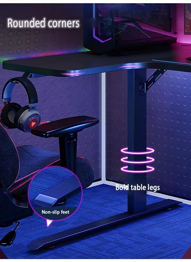 Ergonomic Gaming and Computer Desk with LED Lights 140 CM