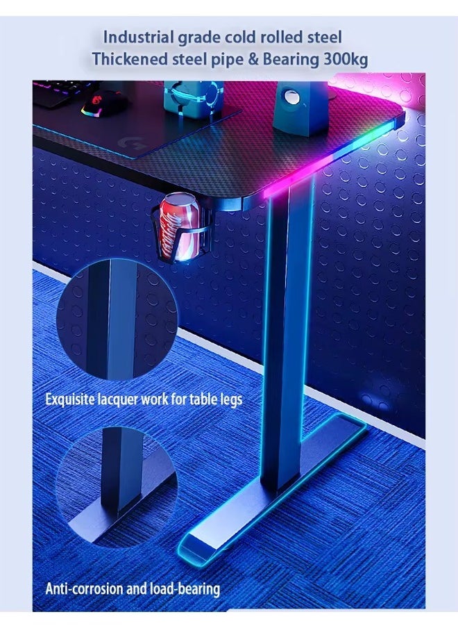 Ergonomic Gaming and Computer Desk with LED Lights 140 CM