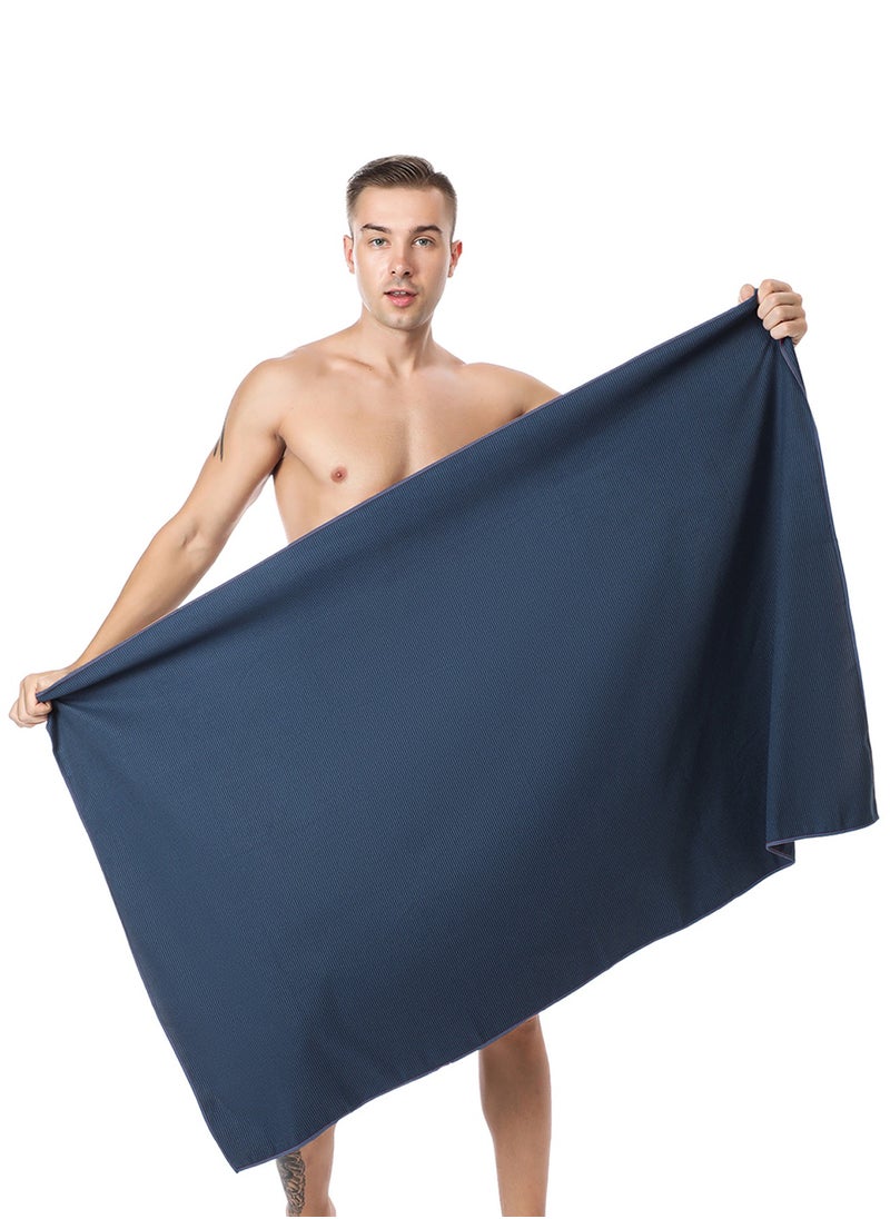 Qiccijoo Quick Dry Towel Turkish Beach Towel Oversized 130*80cm/51.2*31.5in Microfiber Towel Super Absorbent, Travel & Sports & Camping Towel Gym Towel Yoga Towel（Dark Blue）