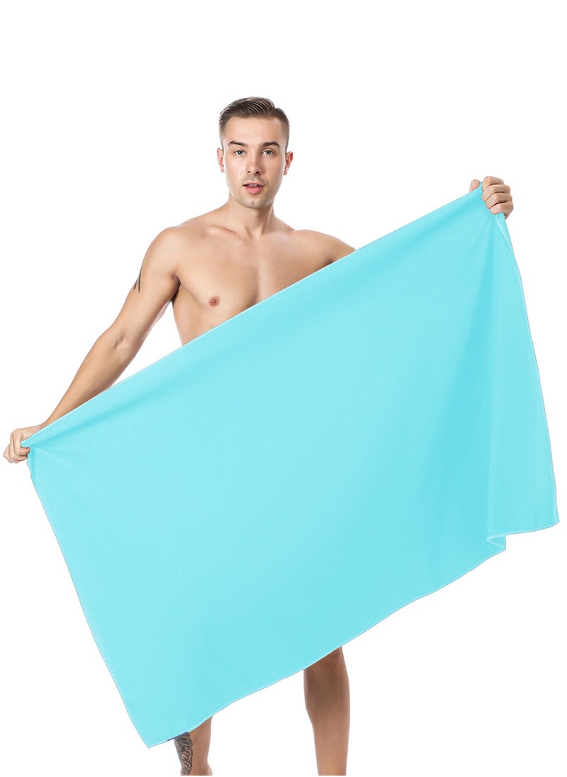 Qiccijoo Quick Dry Towel Turkish Beach Towel Oversized 130*80cm/51.2*31.5in Microfiber Towel Super Absorbent, Travel & Sports & Camping Towel Gym Towel Yoga Towel（Sky Blue）