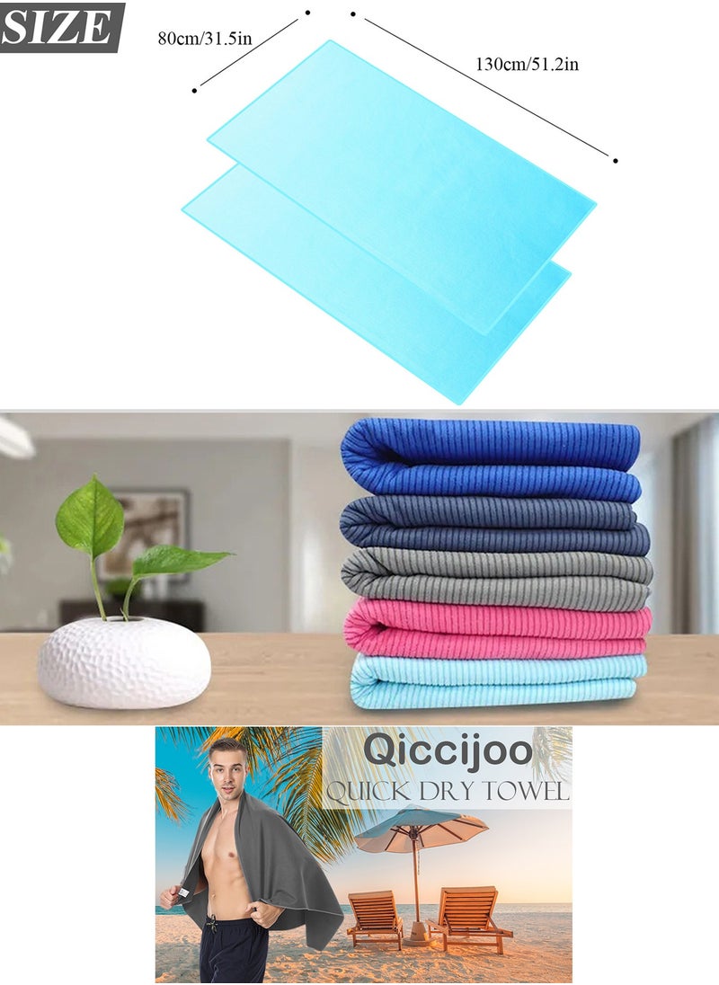 Qiccijoo Quick Dry Towel Turkish Beach Towel Oversized 130*80cm/51.2*31.5in Microfiber Towel Super Absorbent, Travel & Sports & Camping Towel Gym Towel Yoga Towel（Sky Blue）