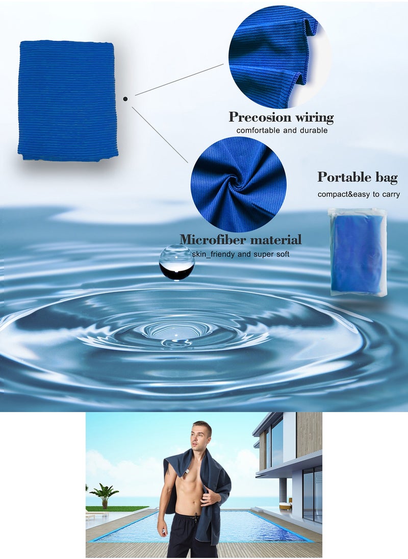 Qiccijoo Quick Dry Towel Turkish Beach Towel Oversized 130*80cm/51.2*31.5in Microfiber Towel Super Absorbent, Travel & Sports & Camping Towel Gym Towel Yoga Towel（Blue）