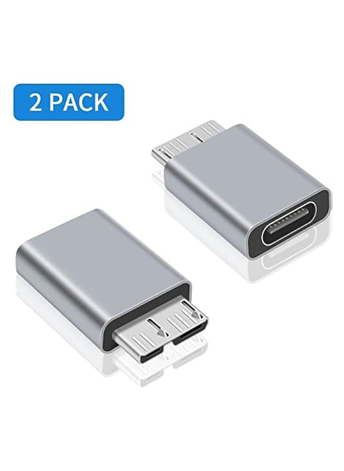 USB C to Micro B Adapter, Type C to Micro B Cable Adapter, 2Pack Micro B to USB C 3.1 Gen2 Adapter for Hard Drive Cable, USB C Hard Drive Cable Adapter for USB 3.0 External Portable SSD HDD