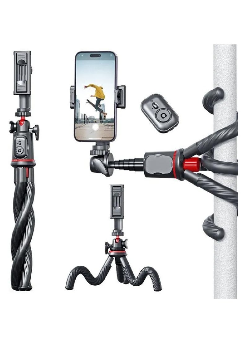 Flexible Octopus Phone Tripod Stand with Remote Control for Smartphone & Camera – Ideal for Livestreaming, Vlogging, Photography, and Video Recording