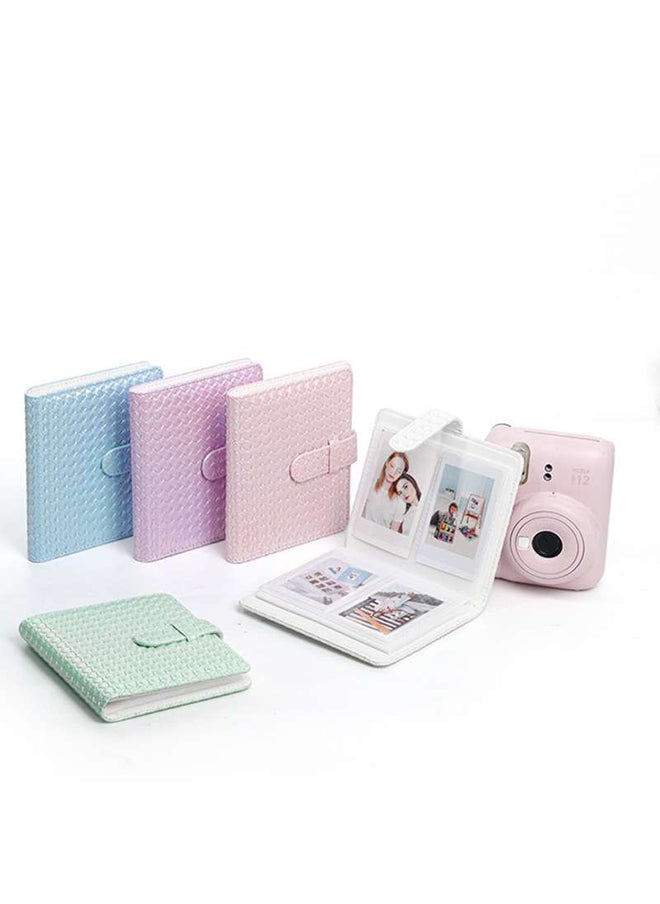 Camera Case for Fujifilm Instax Mini 12 Instant Camera, PU Leather Glitter Woven Camera Bag with Shoulder Strap & 64 Pockets Mini Photo Album- Pink