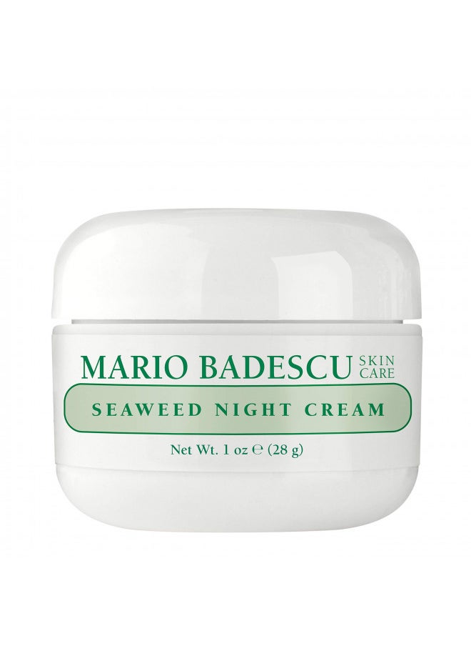 Mario Badescu Seaweed Night Cream for Women Anti Aging Oil-Free Moisturizer with Collagen & Sodium Hyaluronate, Ideal for Combination, Oily or Sensitive Skin, Moisturizes & Smooths Skin, 1 Fl Oz