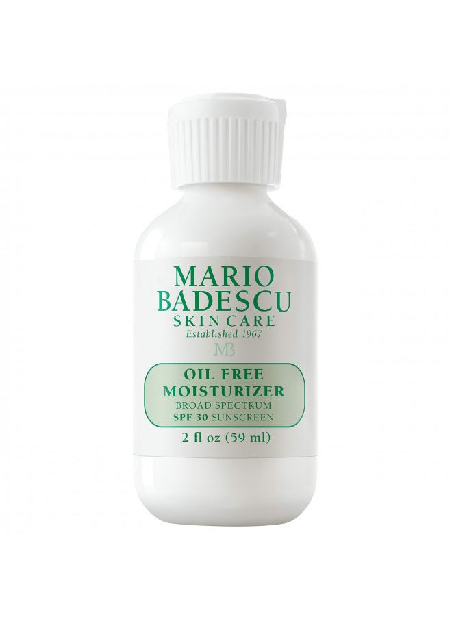 Mario Badescu Oil Free Moisturizer with Broad Spectrum SPF 30 Face Sunscreen for Combination, Oily & Sensitive Skin, Lightweight and Non-Greasy Formula with Green Tea & Aloe Vera, 2 Fl Oz