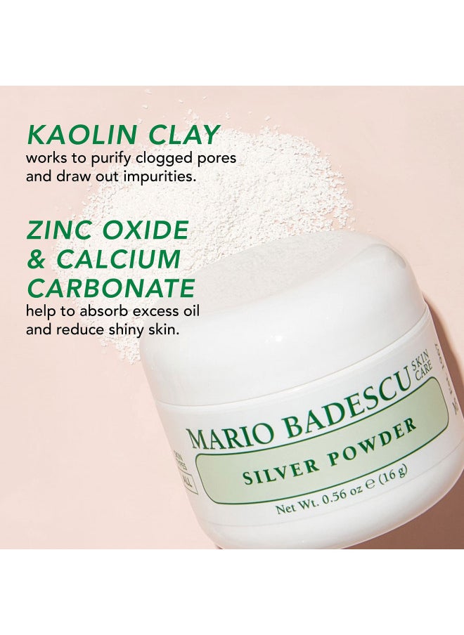 Mario Badescu Silver Powder Pore Mask for Oily Skin, Facial Pore Cleansing Mask Formulated with Kaolin Clay & Zinc Oxide, Nose Blackhead Remover Mask, 0.56 Ounce