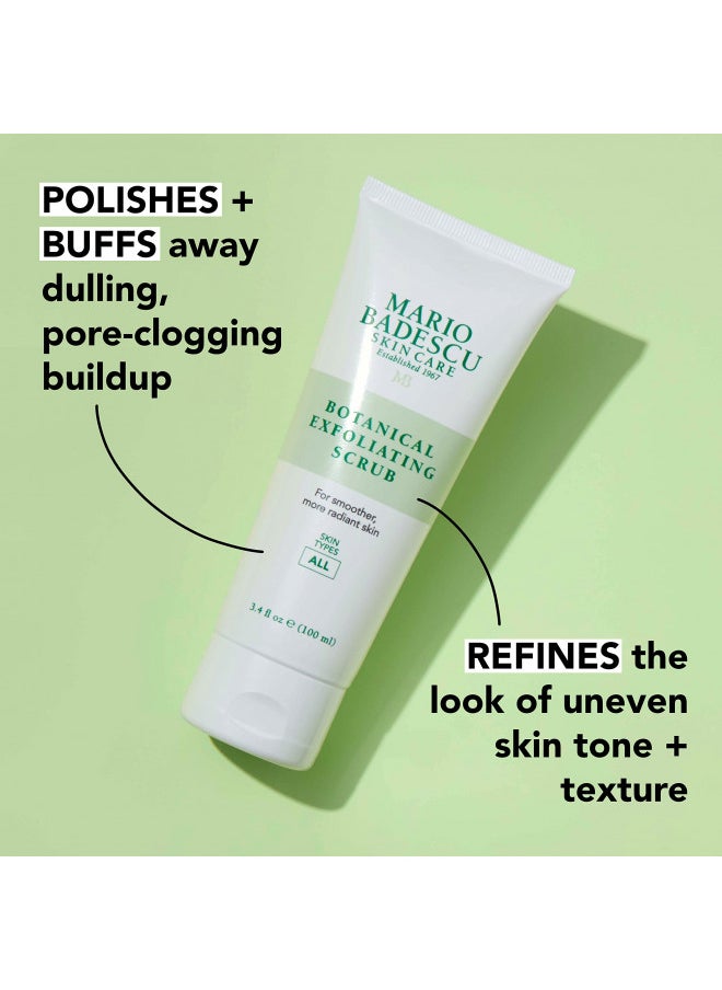 Mario Badescu Botanical Exfoliating Scrub for All Skin Types, Face Scrub with Ivory Palm Seeds & Green Tea Extract, Gentle Exfoliating Face Wash, 3.4 Fl Oz