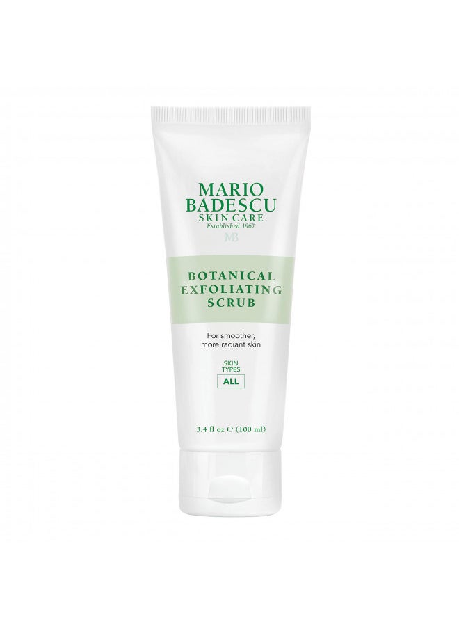 Mario Badescu Botanical Exfoliating Scrub for All Skin Types, Face Scrub with Ivory Palm Seeds & Green Tea Extract, Gentle Exfoliating Face Wash, 3.4 Fl Oz