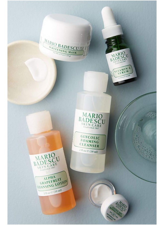 Mario Badescu The Brightening Kit, 5 Piece Kit With Glycolic Foaming Cleanser, Alpha Grapefruit Cleansing Lotion, Vitamin C Serum, Whitening Mask & Glycolic Skin Renewal Complex