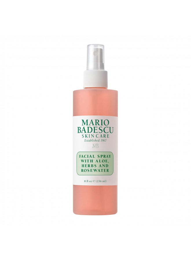 Mario Badescu Facial Spray with Aloe, Herbs and Rose Water for All Skin Types, Face Mist that Hydrates, Rejuvenates & Clarifies, 8 FL OZ