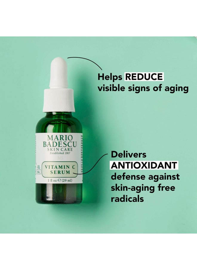 Mario Badescu Vitamin C Serum for All Skin Types | Lightweight Serum with Vitamin C & Sodium Hyaluronate | Visibly Reduces Signs of Aging | 1 Fl Oz (Pack of 1)