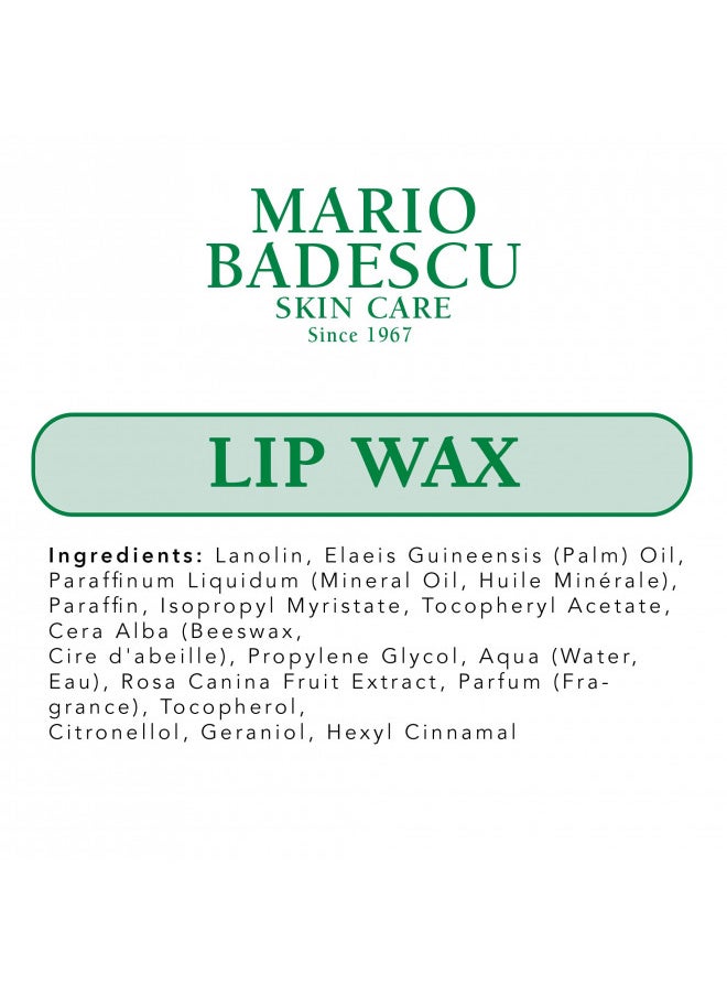 Mario Badescu Lip Wax with Rosehip and Vitamin E Oils, Lightweight and Antioxidant Rich Lip Moisturizer for Dry Lips, Non-Greasy and Non-Sticky Hydrating Lip Balm