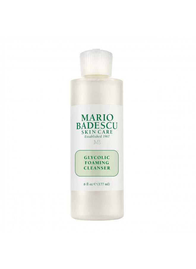 Mario Badescu Glycolic Foaming Cleanser for All Skin Types| Exfoliating Face Wash with Glycolic Acid & Aloe Vera| Visibly Evens Skin Tone & Texture | 6 Fl Oz (Pack of 1)