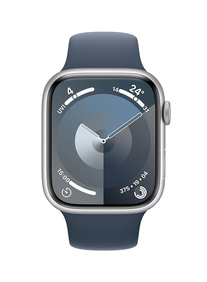 Renewed - Series 9 GPS 45mm Aluminium Case With Storm Blue Sport Band Silver