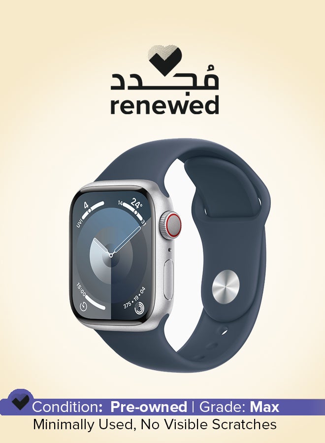 Renewed - Watch Series 9 GPS + Cellular 45mm Aluminium Case With Storm Blue Sport Band Silver