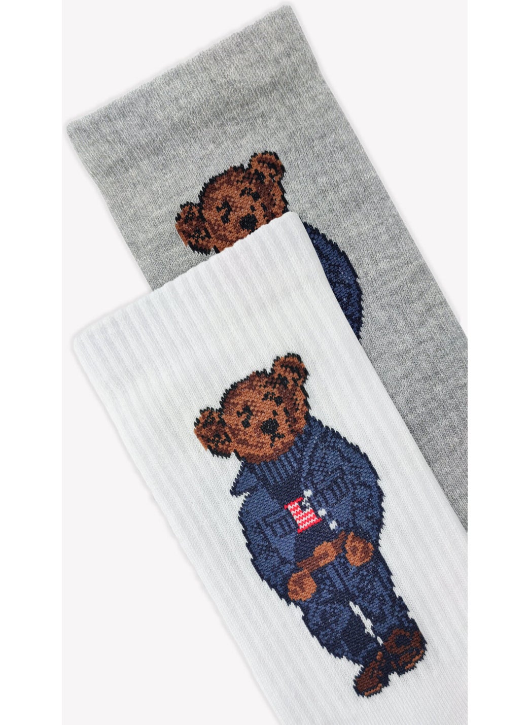 2 Pack Blue Teddy Bear Teddy Bear Patterned Tennis Socks