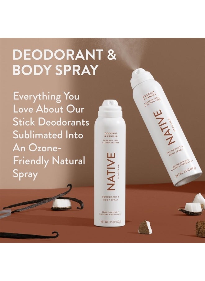 Deodorant & Body Spray Contains Naturally Derived Ingredients | Deodorant for Women and Men, All Day Odor Protection, Aluminum and Hydrocarbon Propellant Free | Coconut & Vanilla