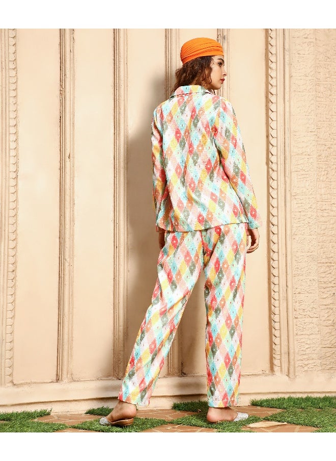 Women's Multicolour Geometric Pantsuit