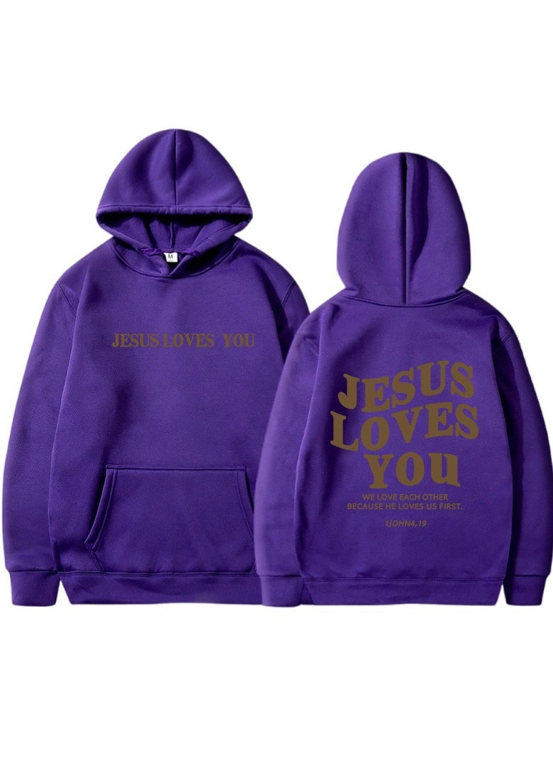 New Velvet Back Letter Hooded Sweatshirt