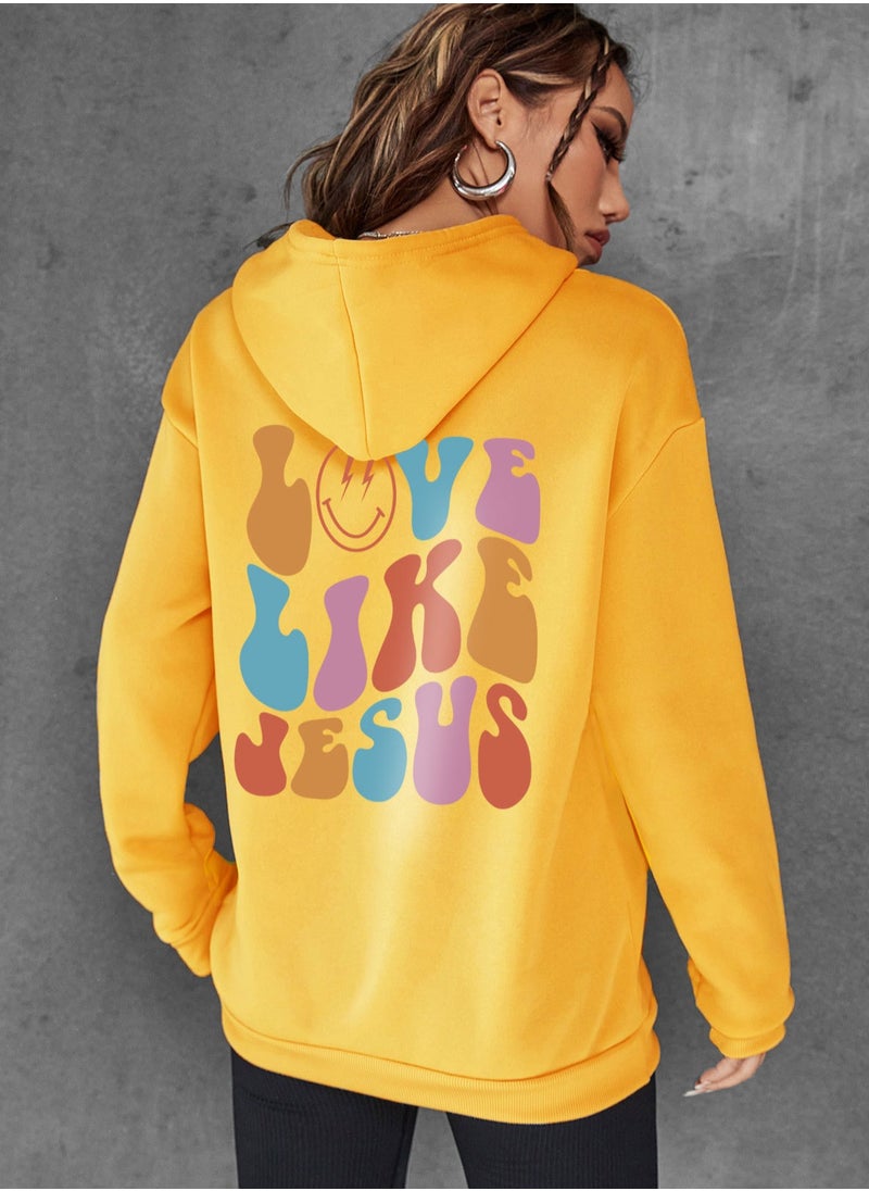 New Velvet Back Letter Hooded Sweatshirt