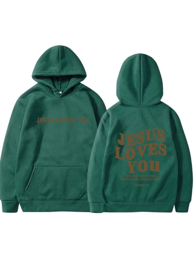 New Velvet Back Letter Hooded Sweatshirt