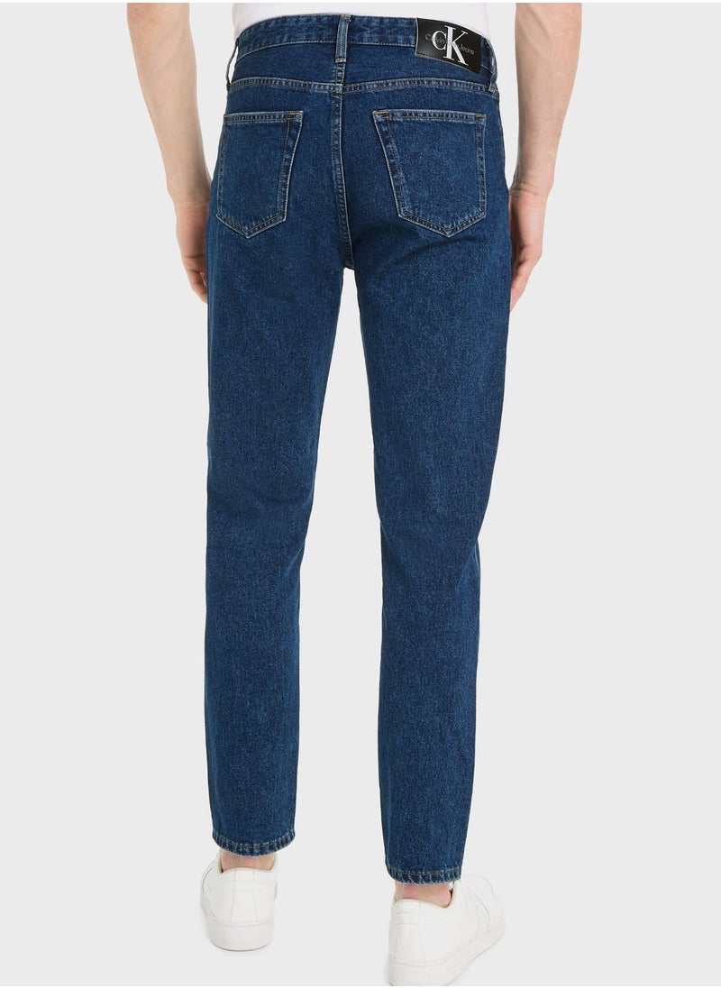 Mid Wash Taper Jeans